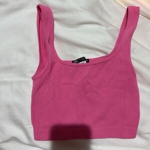 Zara Vibrant Pink Ribbed Crop Top